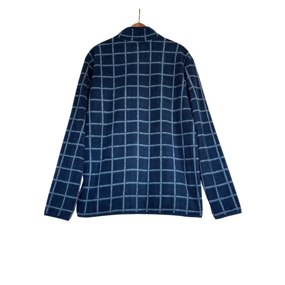 Goodfellow & Co Mens Blue Grid Fleece Quarter Zip Pullover Sweater Large - Picture 1 of 6